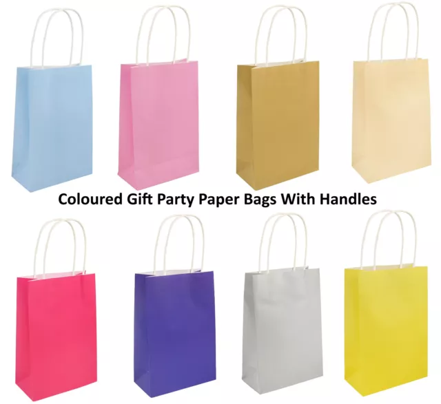 Coloured Gift Party Paper Bags With Handles Wedding Birthday Christmas Shopping