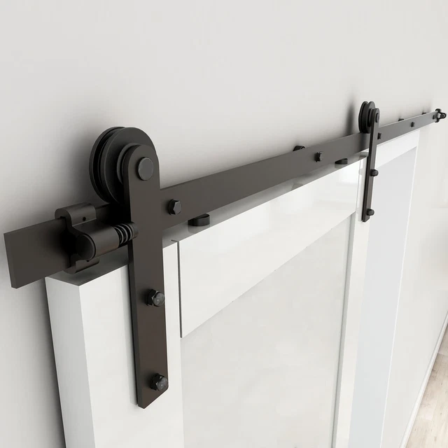 4-20FT Sliding Barn Door Hardware Closet Flat Track Big Spoke Wheel Hangers Kit