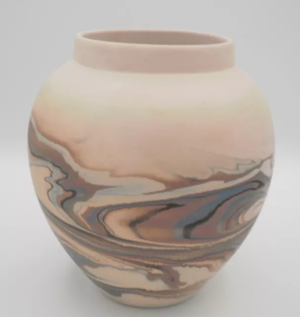 Nemadji Art Pottery  Swirl Vase Multi-color Bisque American Southwest  USA