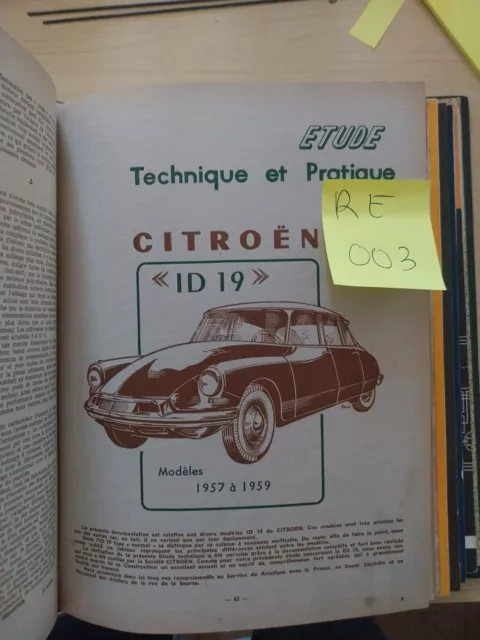 REVUE TECHNIQUE CITROEN ID 19 Luxe Confort Normale 1.9 1911 Cm3 1957 1959