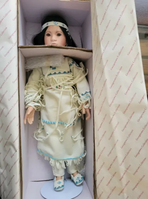 American Indian Princess Porcelain Doll Silver Moon 18"