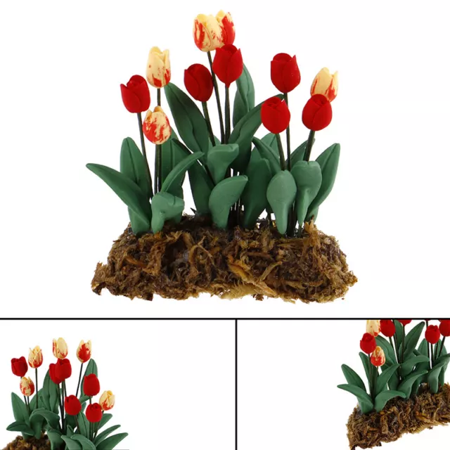 1 pezzo 1:12 casa delle bambole miniatura giardino ornamento tulipani pianta verde gaRSLN fiori