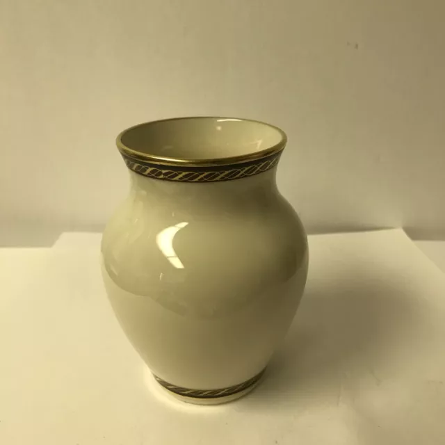 Lenox China Monroe Small Vase.  Hand Decorated With 24K Gold Made In USA.