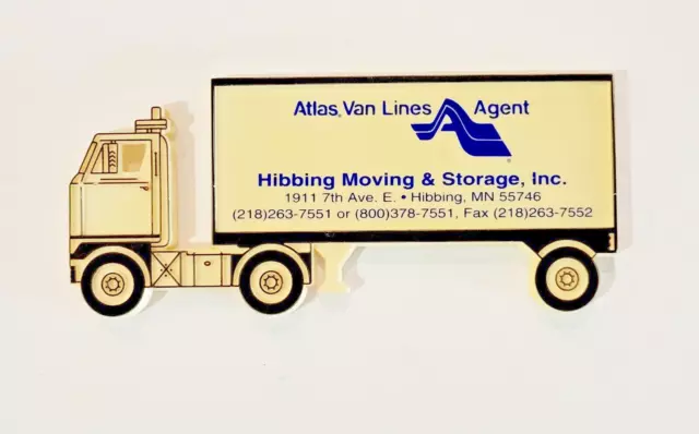 ATLAS VAN LINES SEMI TRUCK FIGURAL Hibbing MN Moving VTG MAGNET Advertisement
