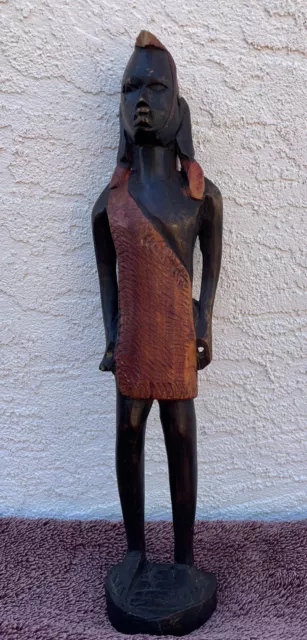 Vintage Hand Carved Wood Figurine - 13" African Man *See Details