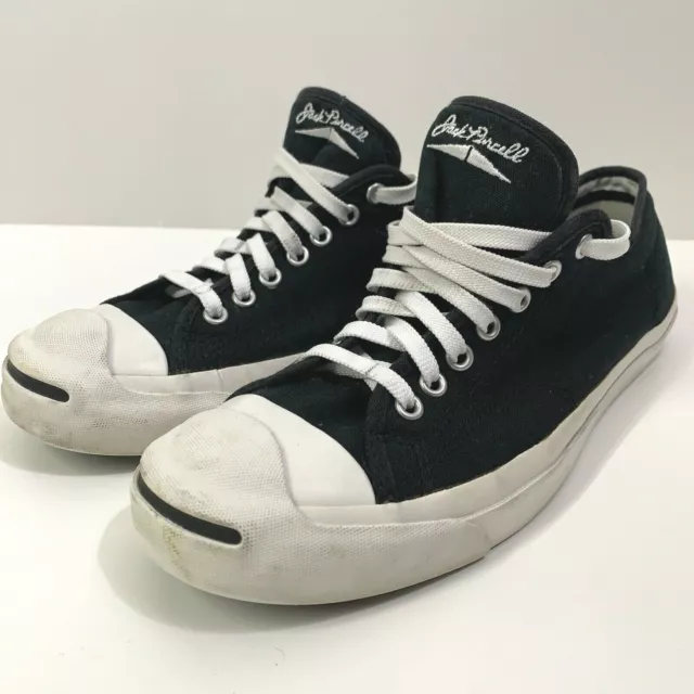 GENTLY USED Converse Jack Purcell Black Canvas Lace Up Sneakers Womens Size 11