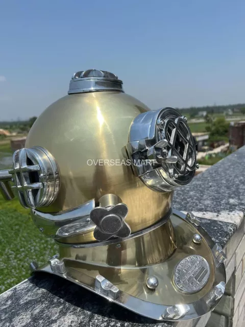 Antique Vintage Nautical 18" Inch Boston Divers Scuba Diving Helmet For Display
