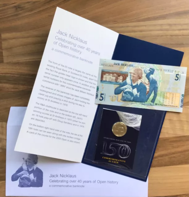 Jack Nicklaus Commemorative £5 Note & 150Th Open Golf Championship £1 Pound Coin