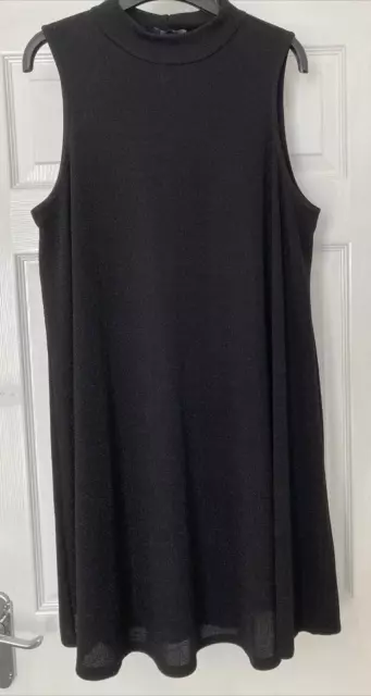 Matalan Size 16 Black Glitter Sleeveless High Neck Party Dress -(L161)