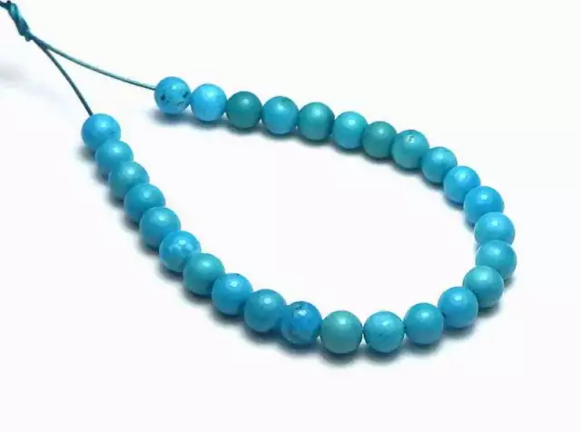 28 pcs SLEEPING BEAUTY TURQUOISE 3mm Round Beads NATURAL COLOR