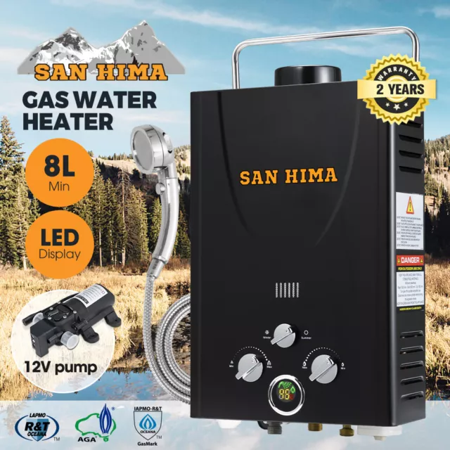 San Hima Portable Gas Hot Water Heater System 8L Caravan Outdoor Camping Shower