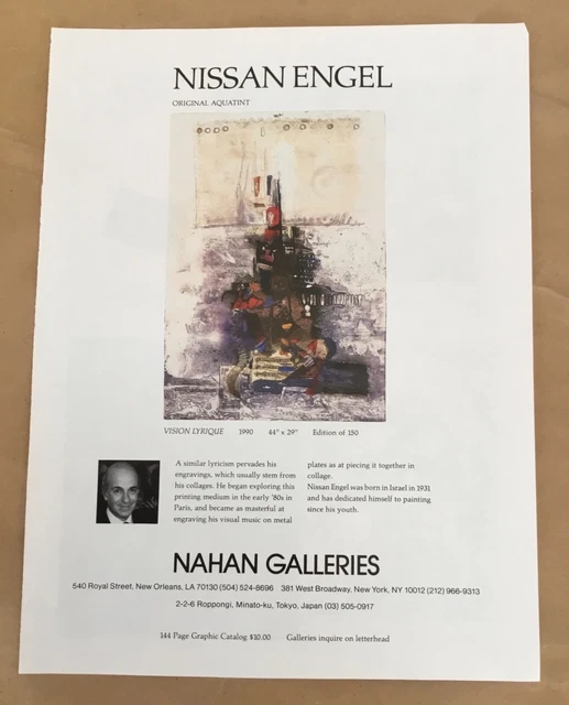 Nissan Engel at Nahan gallery exhibition ad 1990 vintage magazine art print