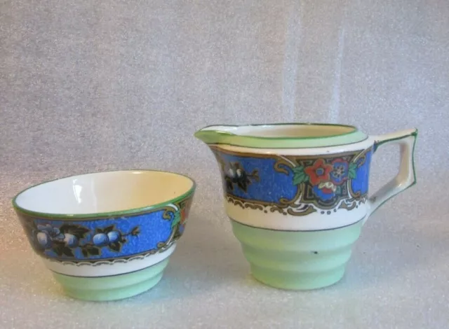 ROYAL WINTON 💝 Grimwades Creamer Cream & Open Sugar Bowl Art Deco Banded c 1930 3