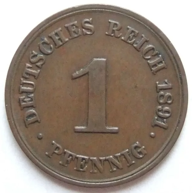Moneta Reich Tedesco Impero Tedesco 1 Pfennig 1891 F IN