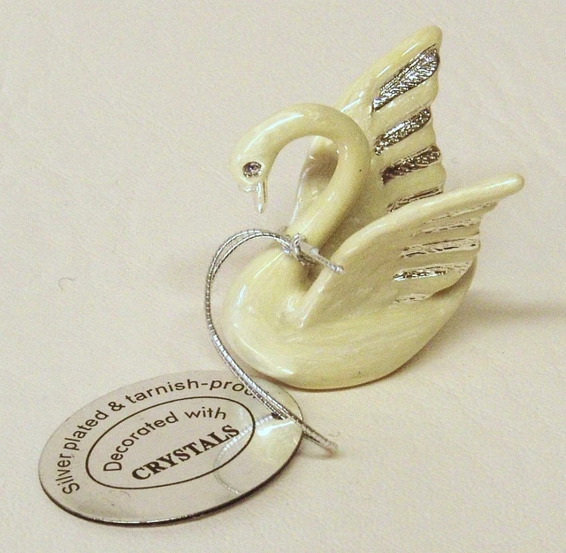 4534 Plata Cisne Swan Crema Juego de Cajas Swarovski Vidrio Cristal 4 CM