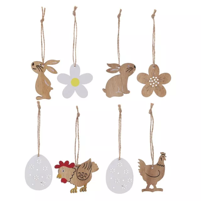 Handcraft Wooden Easter Wood Chips Hanging Ornaments Easter Decorations