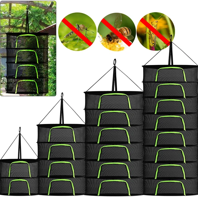 2-8Layers Folding Dry Rack Herb Drying Net Dryer Bag For Garden Hydroponic Plant