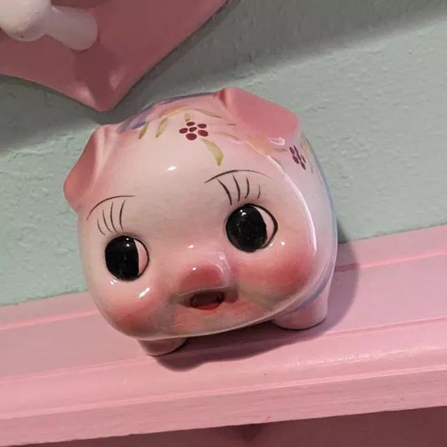Vintage Piggy Bank Anthropomorphic Pig Pink Mid Century Japan Kitsch