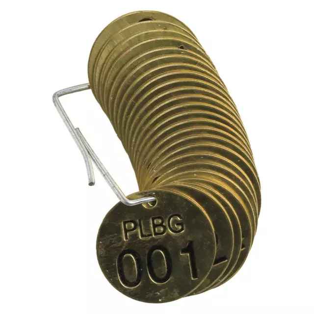 BRADY 23260 Numbered Tag Set,Brass,1 1/2in W,PK25 20TD93