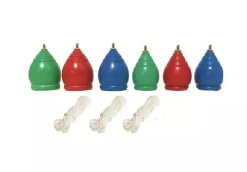 6- New Wooden Spinning Top Tops Toy Adult Kid Trompo Trompos with 3 cords cabuya