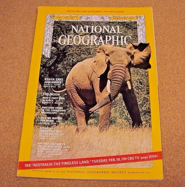 National Geographic February 1969 Map The Moon Atlanta Ancient Shipwreck Kenya