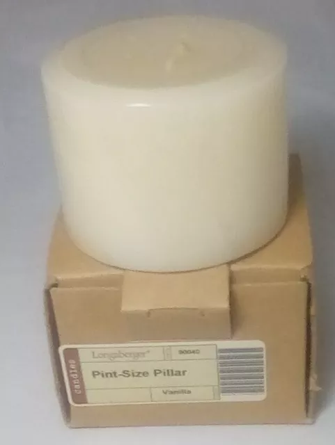 Longaberger Unburned Pint Size Pillar Candle in Vanilla - NIB