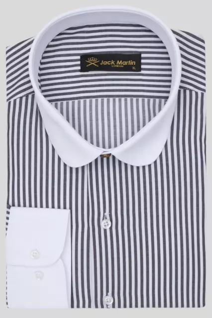 Jack Martin - Peaky Blinders Style - Black & White Bengal Stripe Slim Fit Shirt