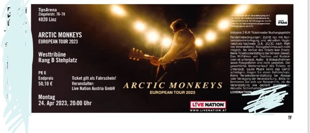 Vendo 2 biglietti per il concerto degli Arctic Monkeys a Linz il 24 aprile