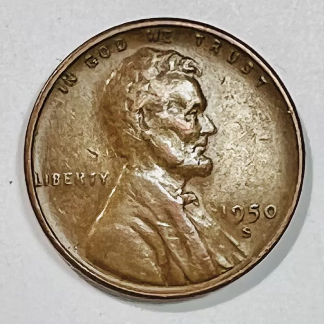 1950 S Lincoln Obverse Wheat Ears Reverse 1 Cent Circulated Coin 7132
