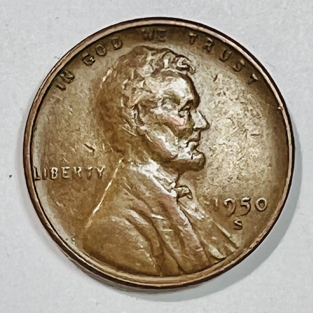 1950 S Lincoln Obverse Wheat Ears Reverse 1 Cent Circulated Coin 7132