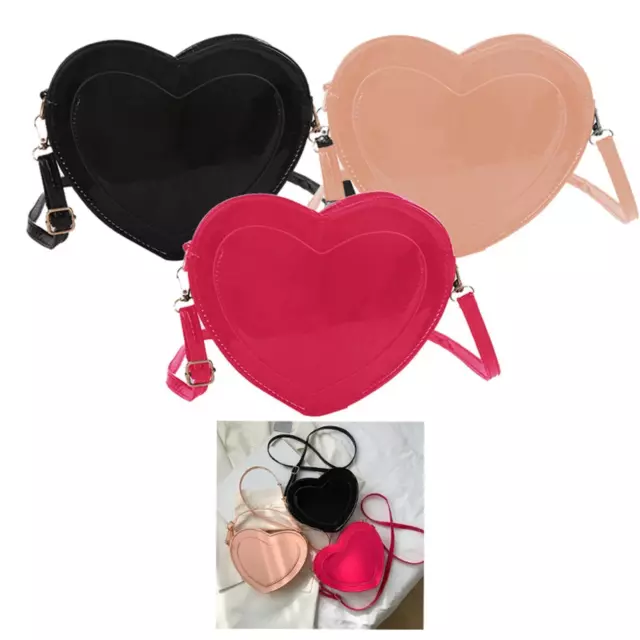 Lovely Love Heart Shape Shoulder Bag PU Zipper Closure Pure Color Casual Stylish