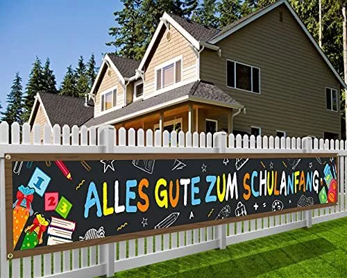 Alles Gute Zum Schulanfang Banner für Einschulung Deko Stoff Banner für Sch...