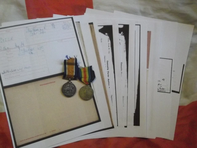 ww1 medals pair to pte w.h.h. sizer, the queens reg, gassed in 1917  + 18 pages