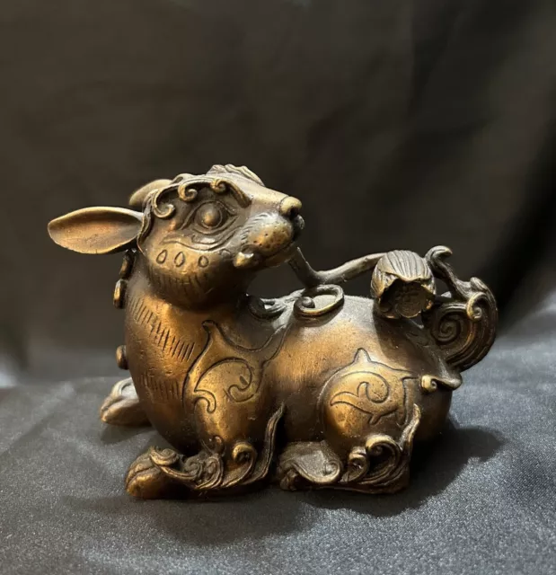 Chinese Zodiac Rabbit Figurine Statue Bronze Feng Shui Black Forest Fairy Tale