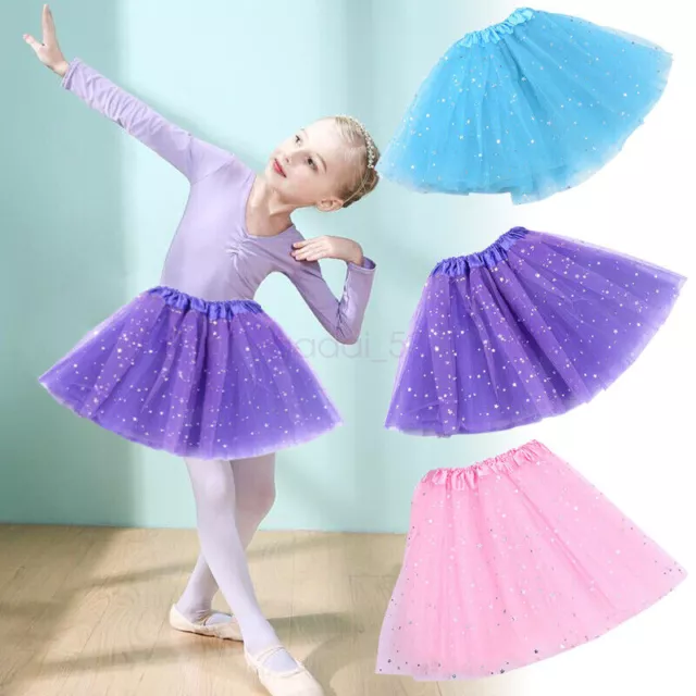 Sequin Tulle Tutu Skirt Ballet Princess Dressup Party Baby Girl Kids Dance Wear