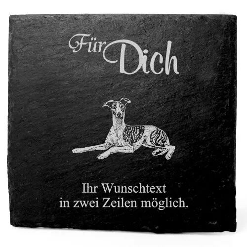 Deko Schiefer Untersetzer personalisiert Whippet - Für Dich - 11x11cm