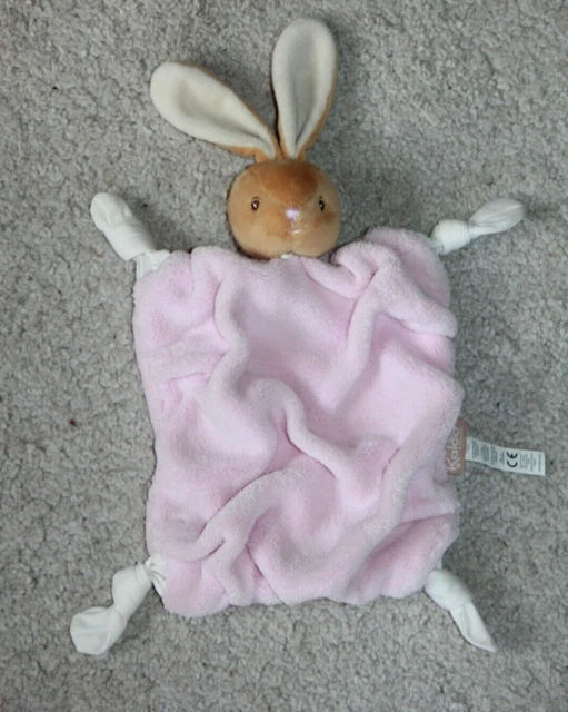 Doudou Kaloo Lapin Plume Plat Rose Beige  4 Noeud Blanc