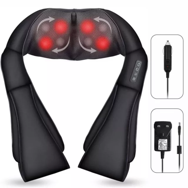 Electric Shiatsu Neck Shoulder Back Massager with Heat Kneading Home Car Office 2