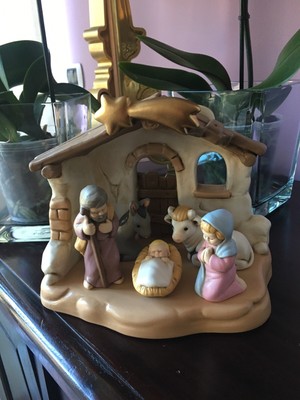 EGAN Presepe Natività Completo Beige Formato da Un Unico Blocco di cm 21,5 X 14 