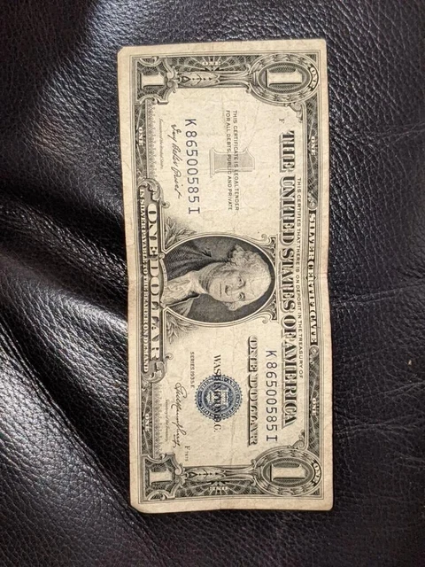 1935-E ONE DOLLAR SILVER CERTIFICATE | Old U.S. BLUE SEAL BILL
