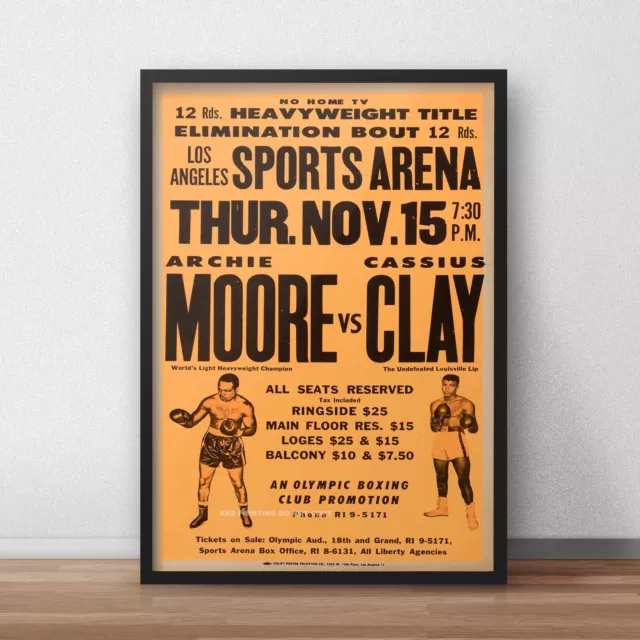 Cassius Clay Vs Archie Moore Vintage Boxing Poster Print Picture A3 A4 A5