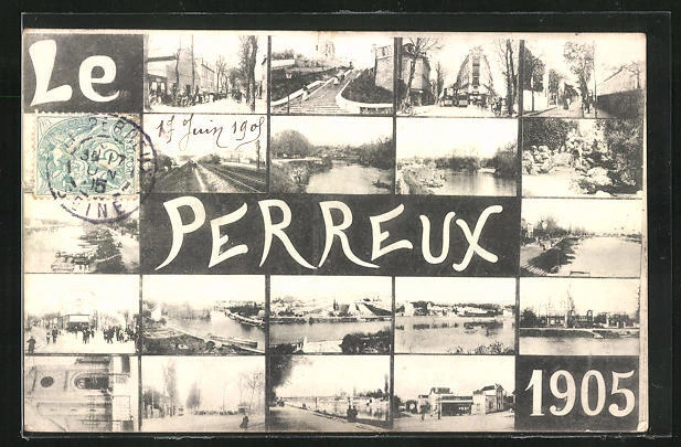 CPA Le Perreux-sur-Marne, vue générale avec l'Église, Fluss, vue de la rue 1905