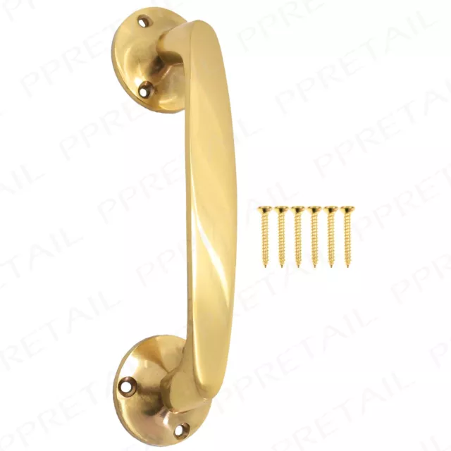 Victorian Door Pull Handle 165mm Long QUALITY POLISHED BRASS Kitchen/Drawer