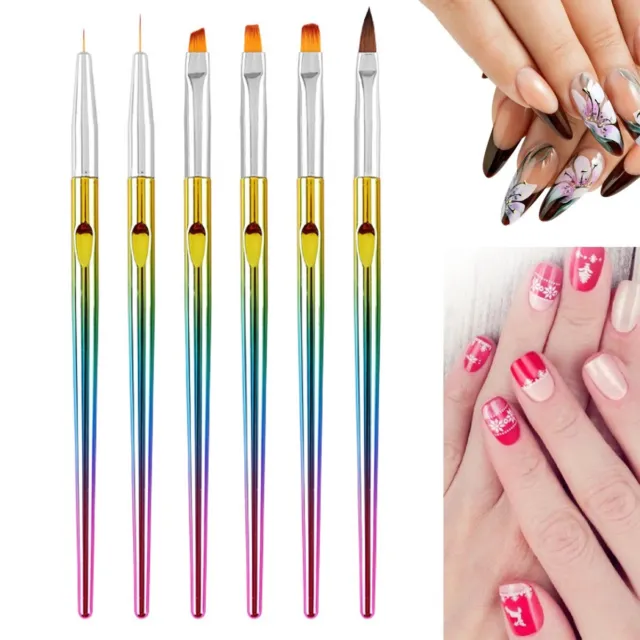 6PCS Nail Art Brush Design Set Dotting Painting Drawing Polish Brush Pen Tool UV