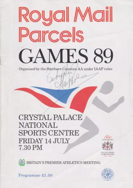 Athletics GB Signed Vest & Programme From 1989 Royal Mail Games AFTAL/UACC RD 3