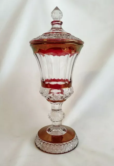 Vintage Westmoreland Wakefield 13" Ruby Flashed Urn Compote With Cover Beautiful