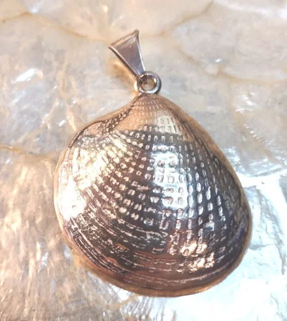 Vintage Taxco Sterling Silver Clam Shell Pendant Seashell Bivalve Mollusk 925