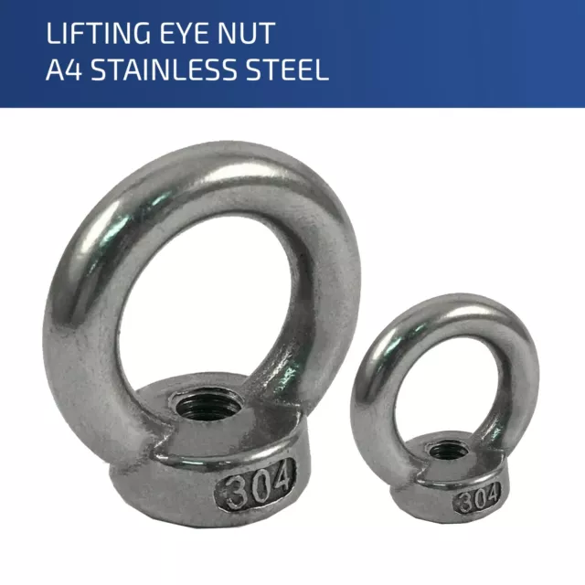 M6 - 6Mm Lifting Eye Nuts Lifting Nuts A4 316 Marine Stainless Steel