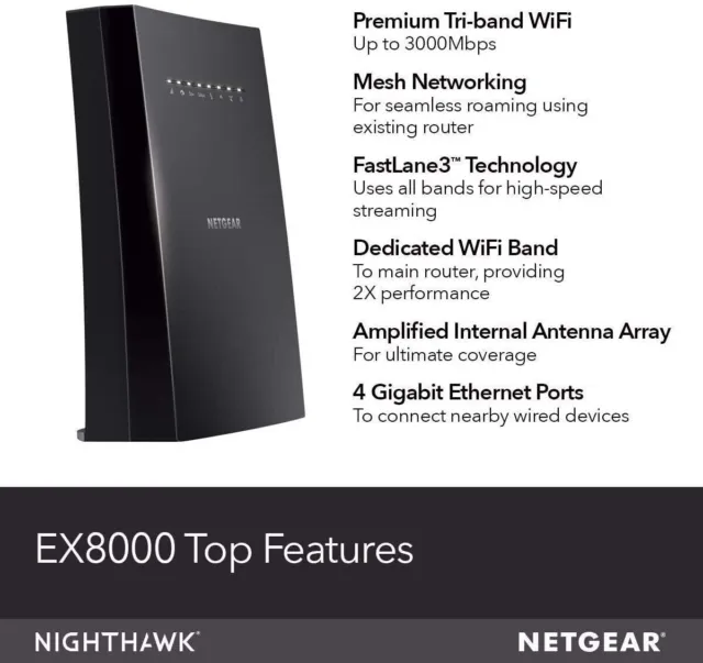 NETGEAR EX8000 Nighthawk X6S estensore rete Wi-Fi tri-band, 3 Gbps 4