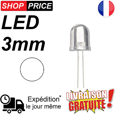 LED Diode blanche 3 mm haute luminosité white LED (NEUF)